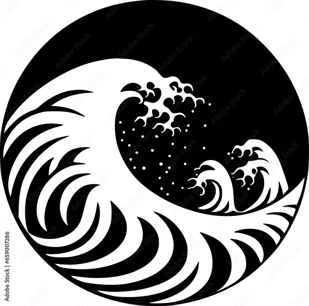 Waves - Black and White Isolated Icon - Vector illustration Waves - Black and White Isolated Icon - Vector illustration