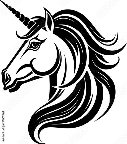 Unicorn - Black and White Isolated Icon - Vector illustration