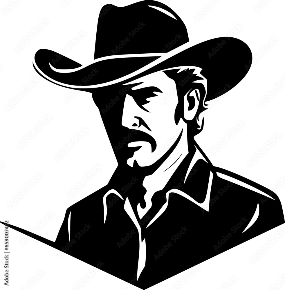 Western | Black and White Vector illustration Western | Black and White Vector illustration