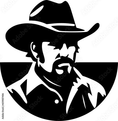 Western - Black and White Isolated Icon - Vector illustration