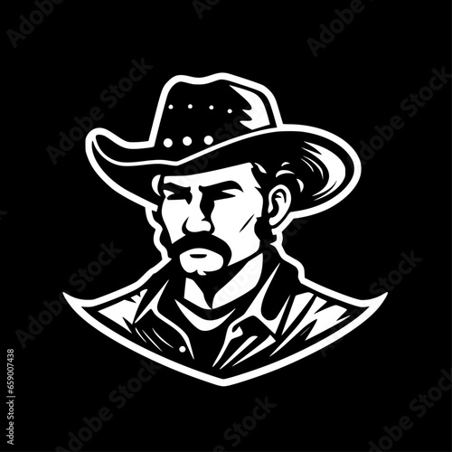 Western - Black and White Isolated Icon - Vector illustration