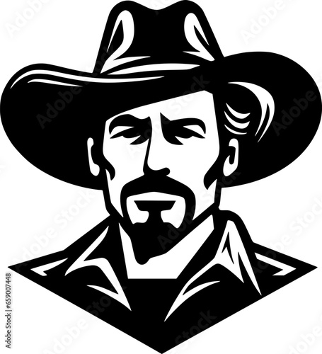 Western - Black and White Isolated Icon - Vector illustration