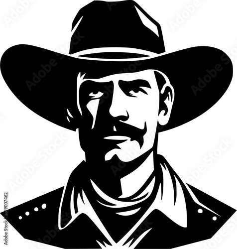 Western - Black and White Isolated Icon - Vector illustration
