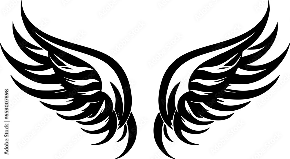 Obraz premium Angel Wings | Black and White Vector illustration