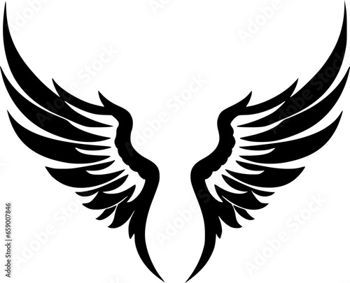Angel Wings - Black and White Isolated Icon - Vector illustration