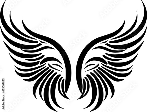 Angel Wings - Black and White Isolated Icon - Vector illustration