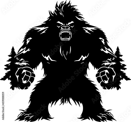 Bigfoot | Black and White Vector illustration