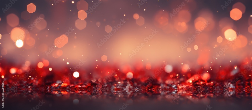Abstract bokeh background with falling snowflakes and blank space for content - obrazy, fototapety, plakaty 