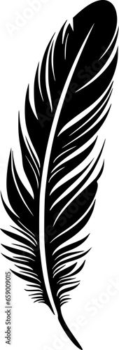 Feather - Black and White Isolated Icon - Vector illustration