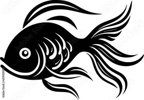 Fish - Black and White Isolated Icon - Vector illustration