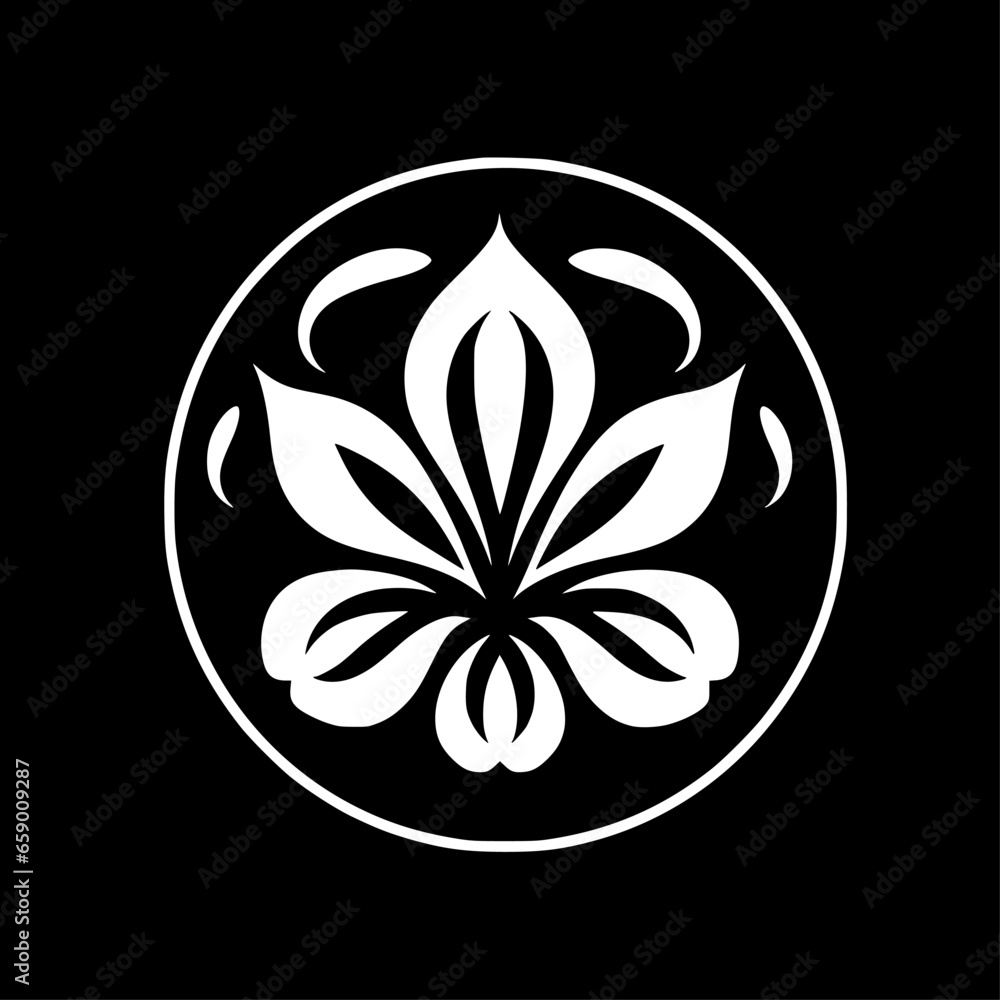 Flower - Black and White Isolated Icon - Vector illustration Flower - Black and White Isolated Icon - Vector illustration