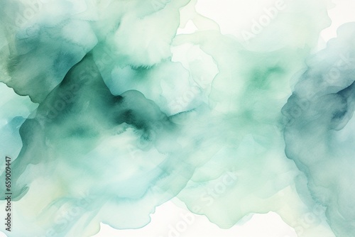 Green and white cloud painting on a white background