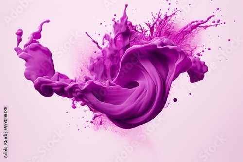 Purple liquid splashing in mid-air