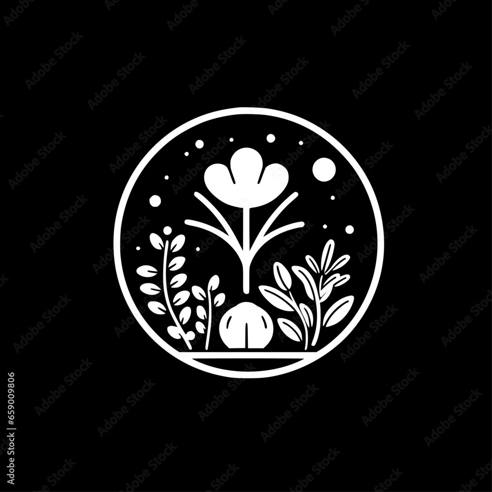 Garden | Black and White Vector illustration Garden | Black and White Vector illustration