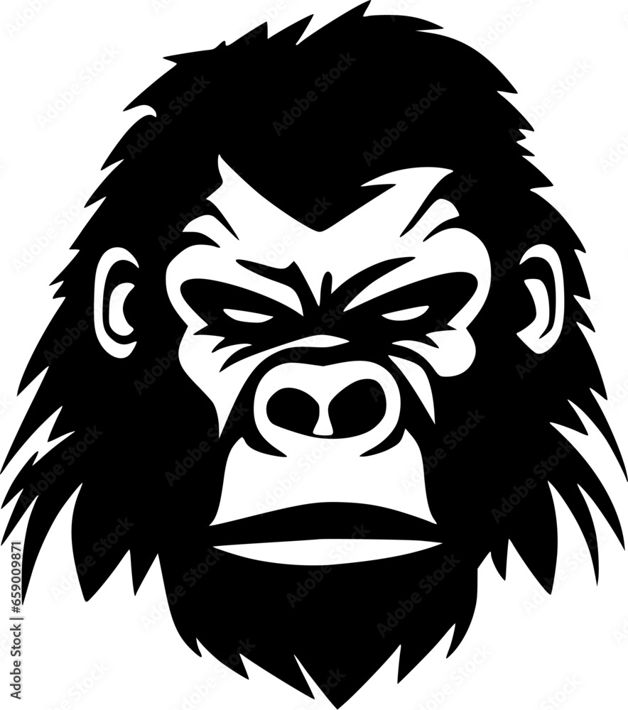 Gorilla | Black and White Vector illustration Gorilla | Black and White Vector illustration