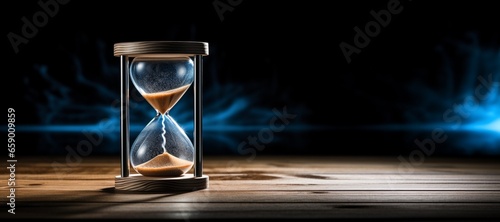 The passing of time, An hourglass on a wooden table