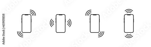 Phone ringing or vibrating icon set. Smartphone incoming call or alarm. Vector EPS 10