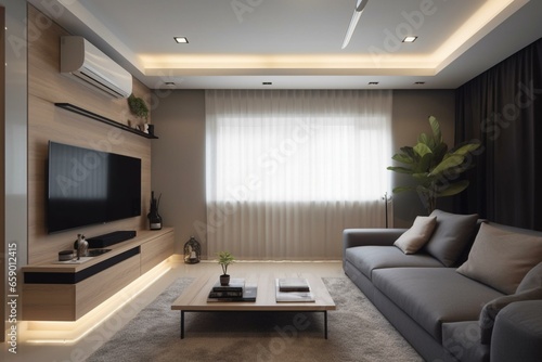 Simple room decor with clean design. Generative AI