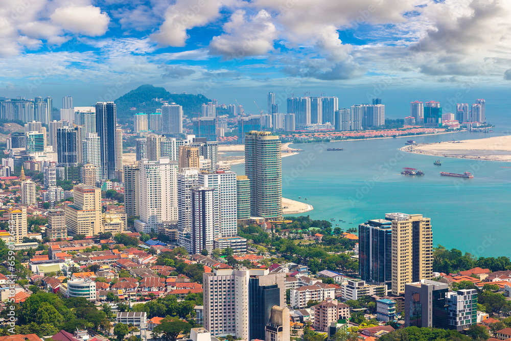 Obraz premium Aerial view of Georgetown, Penang