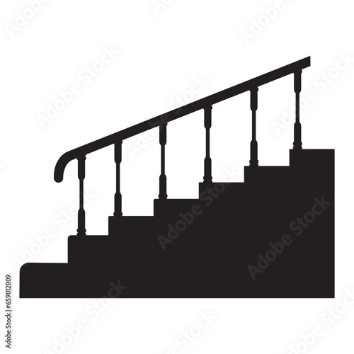 staircase for the house inside to the second floor, vector illustration, isolated black silhouette