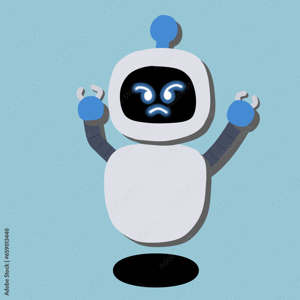 blue male boy robot ai android robot mad angry face emoji illustration blue male boy robot ai android robot mad angry face emoji illustration