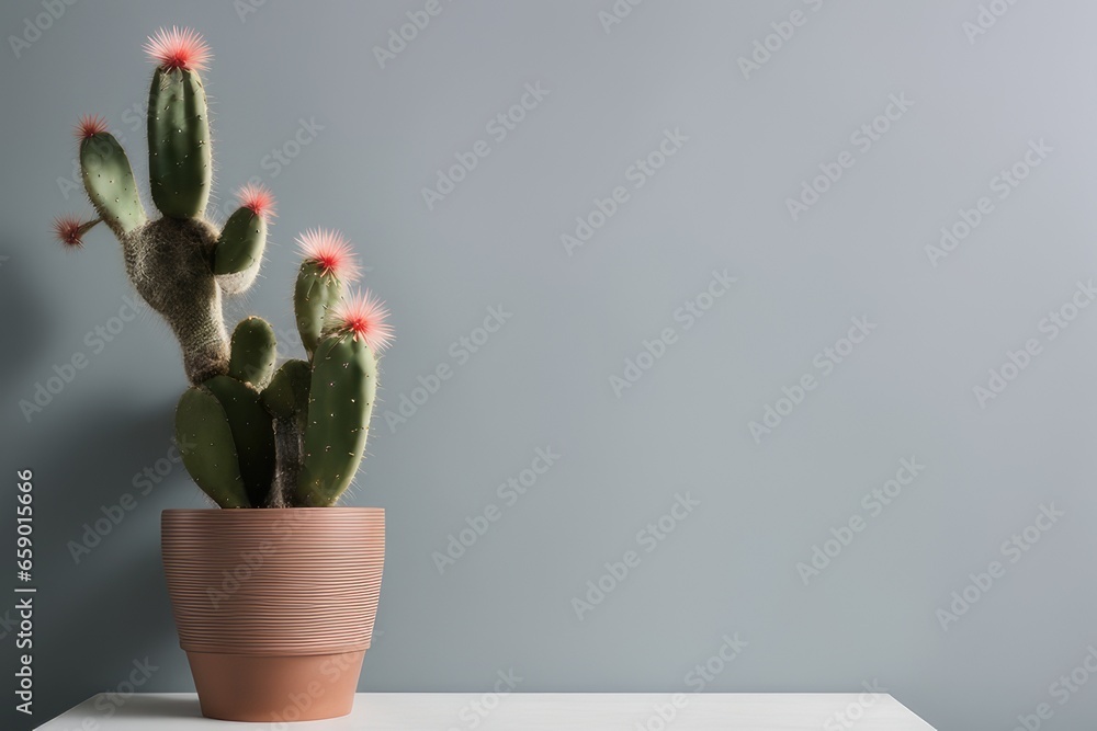 cactus in a vase with copy space