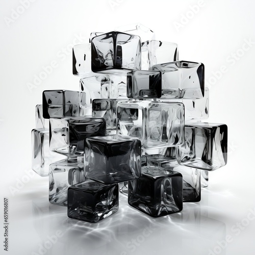 Black-white crystal pattern with transparent cubes
