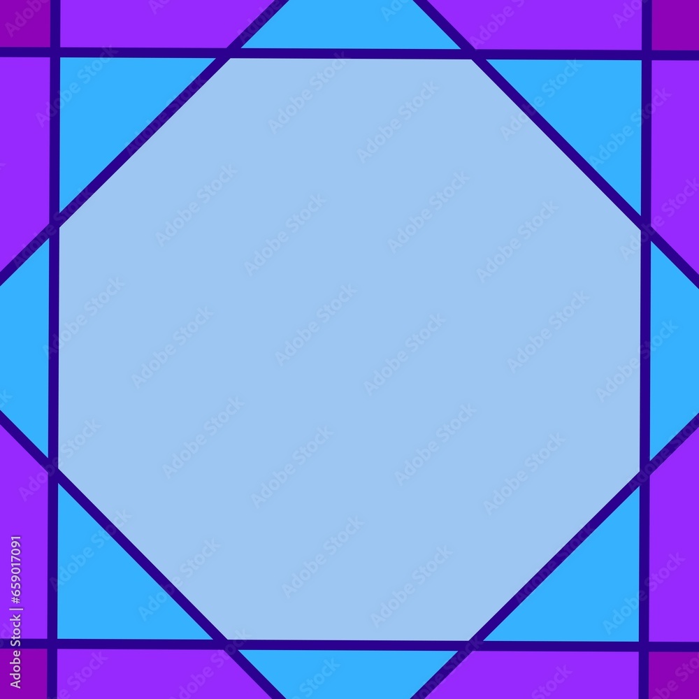 Blue and purple geometric background with empty space in the center Blue and purple geometric background with empty space in the center