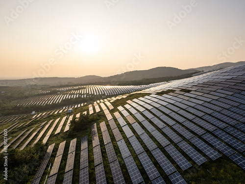 view of solar power panels on hill