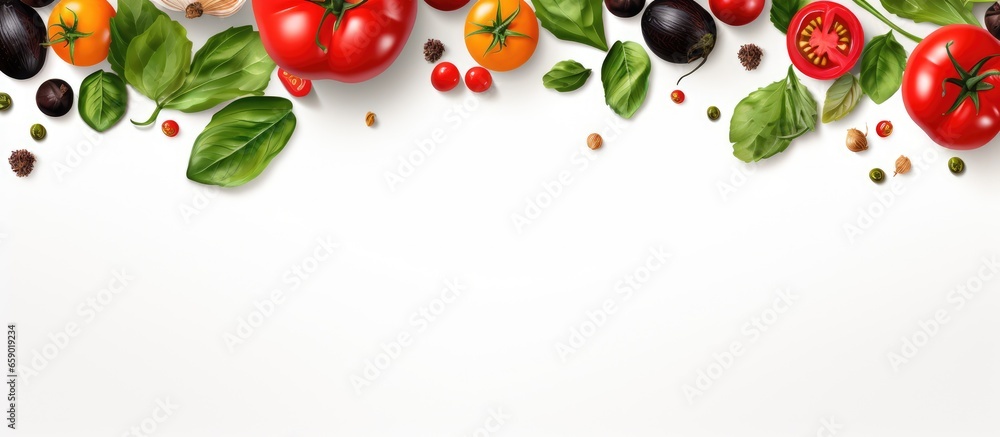 Vibrant pizza toppings on a blank surface seen from above Vibrant pizza toppings on a blank surface seen from above