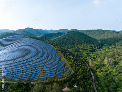 view of solar panels on hill