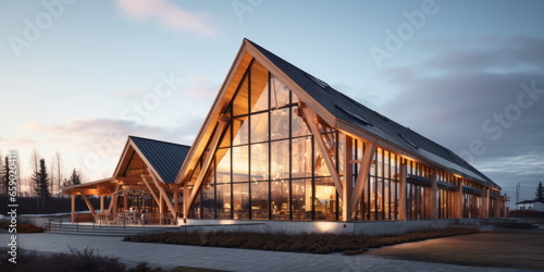 wooden hall and center architecture photo