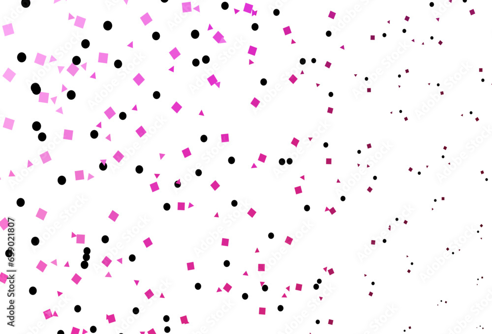 Light Pink vector template with crystals, circles, squares. Light Pink vector template with crystals, circles, squares.