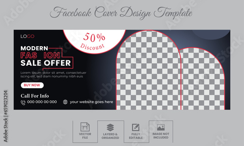 supper fashion sale facebook cover vector design template