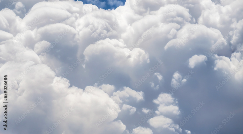 Naklejka premium Fluffy soft clouds. Beautiful cloudy sky. Dream cloud of heaven. Nature background or backdrop.