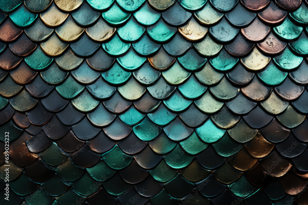 Black scales of snake reptile fish or mermaid create striking pattern Black scales of snake reptile fish or mermaid create striking pattern