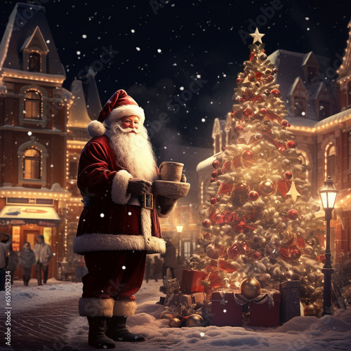 Christmas, beautifully decorated old houses, beautiful interiors, beautiful light and background. photo