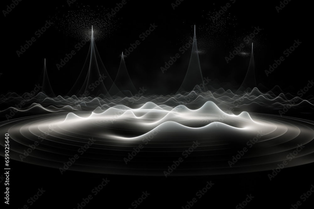 White sound waves create resonance radiate energy vibrate and detect through radar or sonar  - obrazy, fototapety, plakaty 