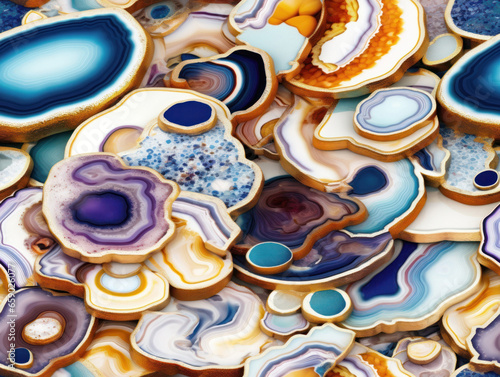 Seamless pattern of agate slices