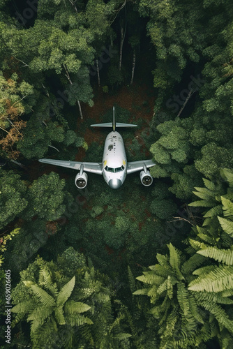 Aerial View of a Plane Over the Forest
