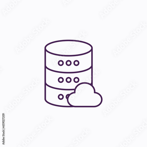 Database Cloud Hosting Server Icon - Cutting-Edge Cloud Technology for Data Management and Hosting Services in Modern IT Infrastructure - Illustration of Cloud Computing and Database Servers