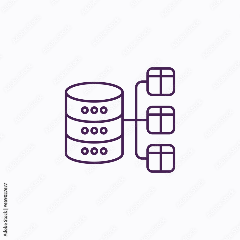 Database Server Data Tables Icon - Data Management, Storage, and Organization Symbol - Illustration for Database Servers and Table Structures Database Server Data Tables Icon - Data Management, Storage, and Organization Symbol - Illustration for Database Servers and Table Structures