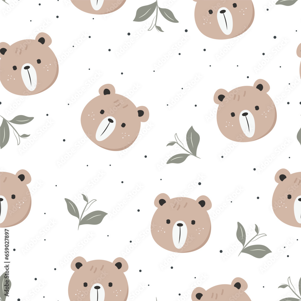 Obraz premium vector cute bear seamless pattern for textile background
