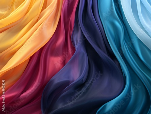 silk background with waves, flowing draperies. AI Generation 