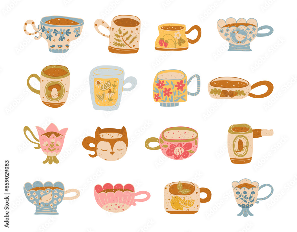 Cups mugs ceramics pottery set Cups mugs ceramics pottery set