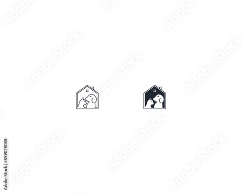 Dog and cat logo design template vector, line of pet logo design suitable for pet shop, store, cafe, business, hotel, veterinary clinic, Domestic animal vector illustration logotype, sign, symbol.