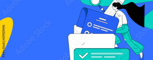 Invite friends to conduct questionnaire flat vector concept operation hand drawn illustration