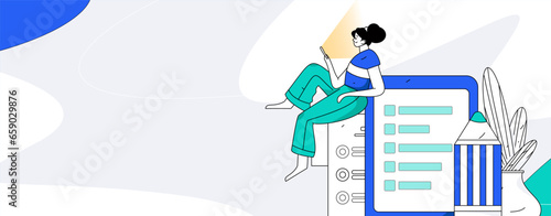 Invite friends to conduct questionnaire flat vector concept operation hand drawn illustration