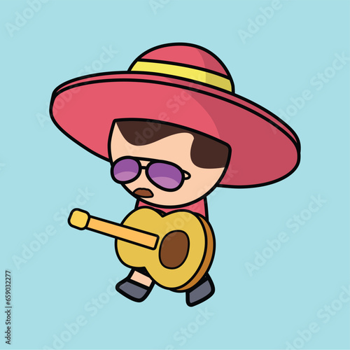 a cute beggar and musician boy vector art