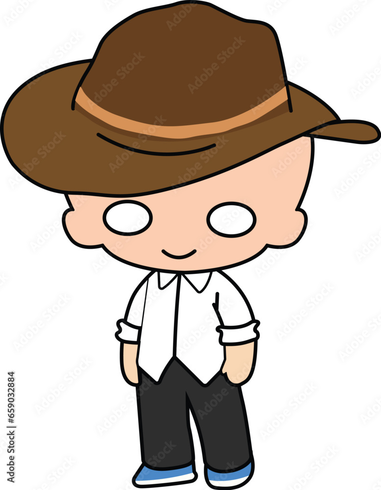 simple boy wearing hat vector art